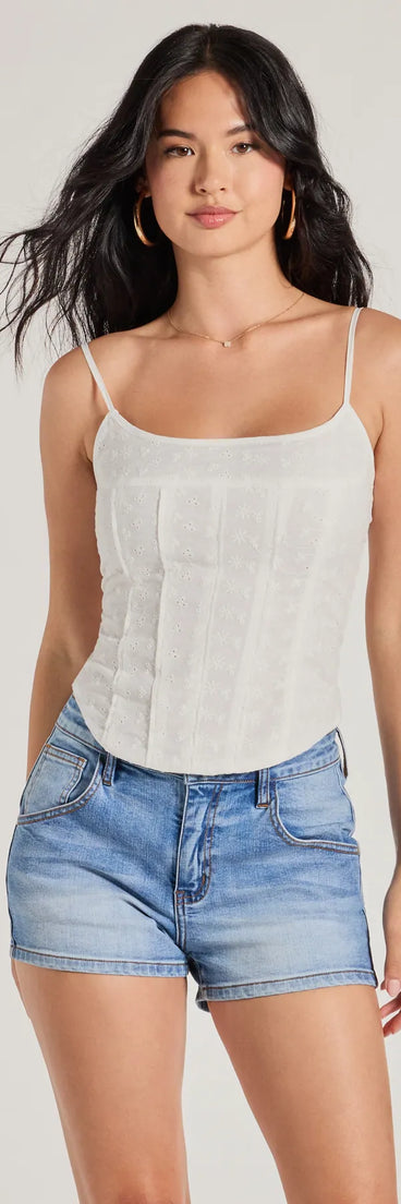 Sunshine Bliss Sleeveless Eyelet Corset Top