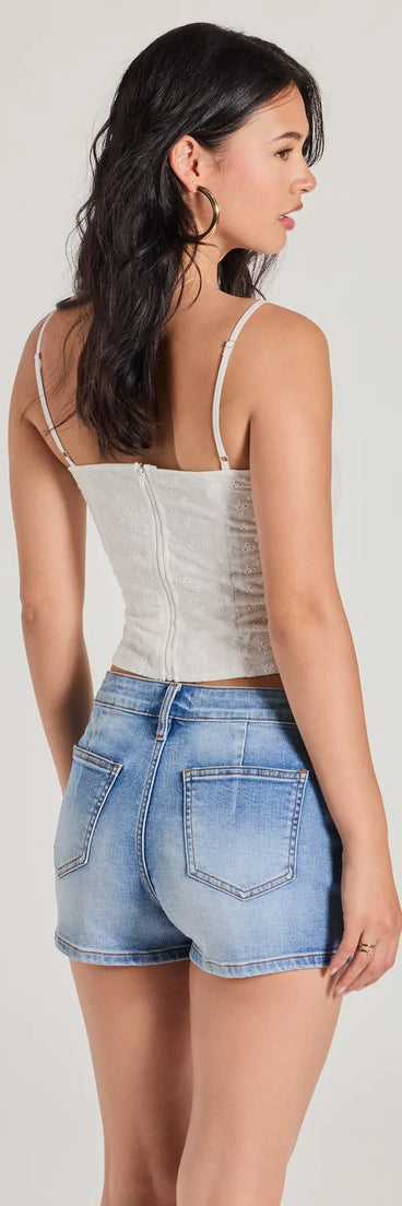 Sunshine Bliss Sleeveless Eyelet Corset Top