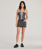 Impressed Much Strapless Lace-Up Denim Crop Top