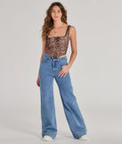 The waist-defining bodice style of the Darling Attitude Leopard Satin Corset Top in leopard is perfect for making a statement with your outfit and provides the structure, molded cups, or lace-up details that capture the corset trend.