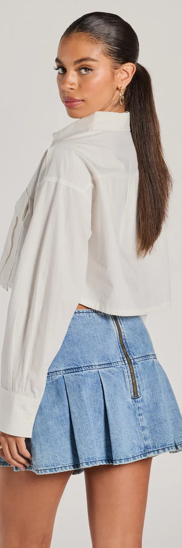 Stand out this winter in the Officially Cute Long Sleeve Button Down Crop Top, a women's lime green long-sleeve top crafted from an elevated fabric with a modern necklineperfect for party outfits, holiday attire, or elevated casual outfits.