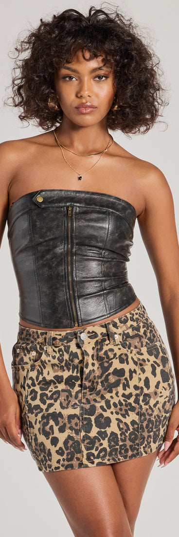 Boldly Chic Faux Leather Lace-Up Tube Top