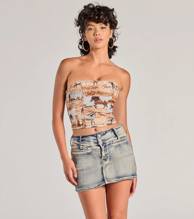 Western Chic Horse Tapestry Corset Top | Windsor