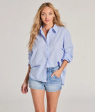 Casual Times Long Sleeve Striped Button Down Top