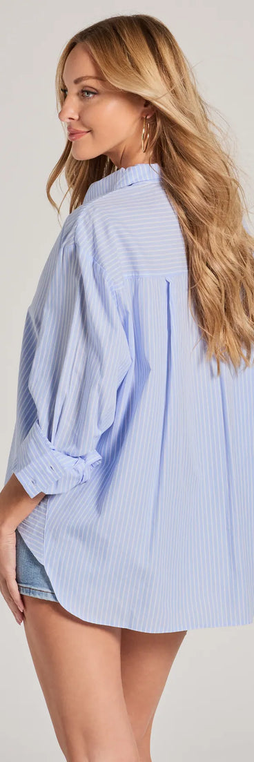 Casual Times Long Sleeve Striped Button Down Top