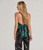 Get ready for any event with the Feelin' Sleek Satin Halter Cowl Neck Top in emerald, an essential start to creating a versatile outfits for parties, cocktail hours, or date nights.