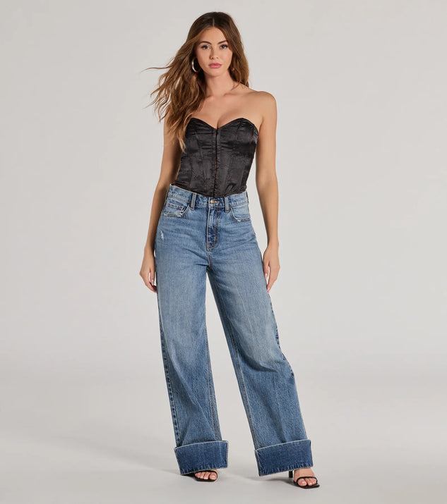 Sexy Allure Floral Jacquard Satin Corset Top | Windsor