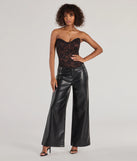 The waist-defining bodice style of the Queen Of Midnight Lace Corset Top in brown is perfect for making a statement with your outfit and provides the structure, molded cups, or lace-up details that capture the corset trend.