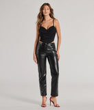 Stay on-trend this season with the Sultry Night-Out Lace Trim Mesh Bustier Top in black, a must-have for creating stylish and effortless spring outfits for women.