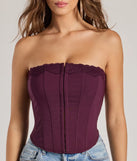 The waist-defining bodice style of the Chic And Snatched Strapless Lace Trim Corset Top in plum is perfect for making a statement with your outfit and provides the structure, molded cups, or lace-up details that capture the corset trend.