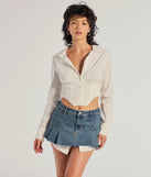 The Chic Structure Long Sleeve Cropped Corset Top in white with a modern design and trendy look is part of the latest women's tops collection to elevate your 2025 wardrobe.