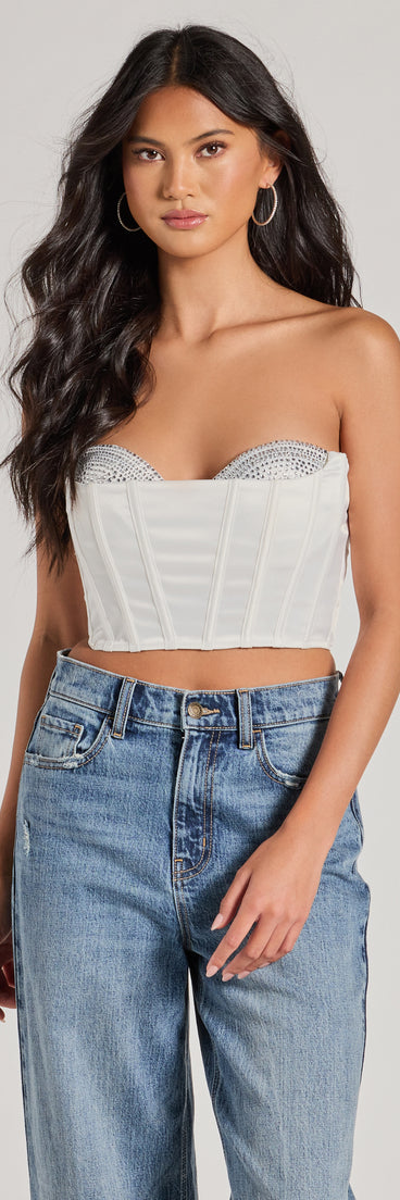 Sparkling Nights Cropped Rhinestone Satin Corset