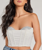 Sparkling Nights Cropped Rhinestone Satin Corset