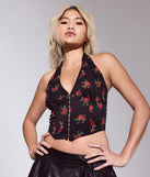 From bold to effortless, the Charming Ditsy Rose Lace-Up Halter Corset Top lets you define your vibe with black tops that speak your style.