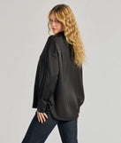 The Always Chic Satin Button-Down Long Sleeve Top in black with a modern design and trendy look is part of the latest women's tops collection to elevate your 2025 wardrobe.