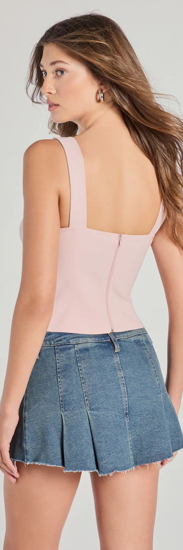 From bold to effortless, the Sweet Charm Bow-Front Tank Top lets you define your vibe with pink tops that speak your style.