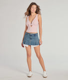 Stay on-trend this season with the Sweet Charm Bow-Front Tank Top in pink, a must-have for creating stylish and effortless spring outfits for women.