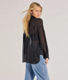 The Sheer Ambition Long Sleeve Collared Blouse in black with a modern design and trendy look is part of the latest women's tops collection to elevate your 2025 wardrobe.