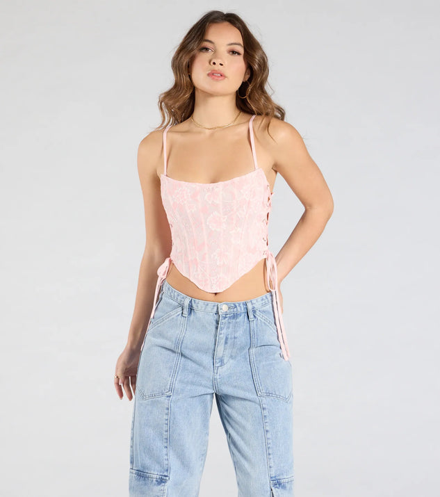 From bold to effortless, the Swoon-Worthy Babe Lace-Up Corset Top lets you define your vibe with pink tops that speak your style.