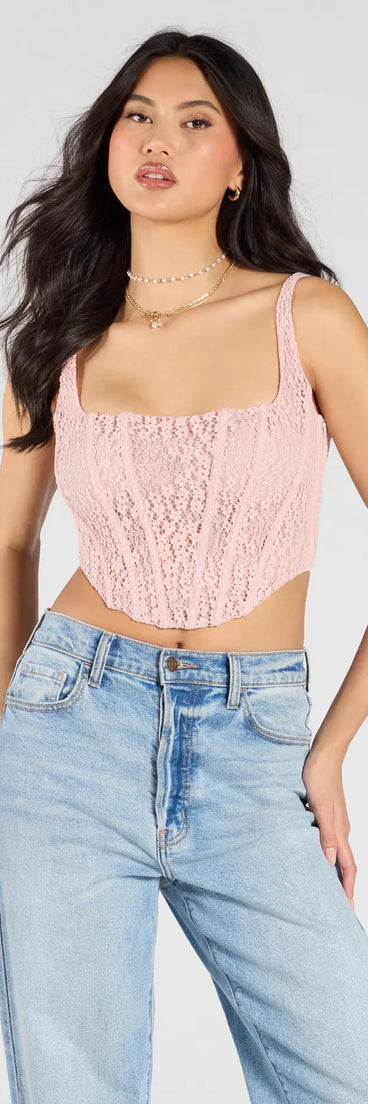 Stay on-trend this season with the Beauty So Demure Lace-Up Corset Top in pink, a must-have for creating stylish and effortless summer outfits for women.