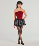 With its midriff cut and trend-forward fit, the Chic And Snatched Strapless Lace Trim Corset Top is a red crop top made to pair with skirts, denim, or whatever vibe you're feeling this season.
