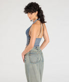 From bold to effortless, the The New Classic Halter Lace-Up Denim Corset Top lets you define your vibe with medium denim wash tops that speak your style.