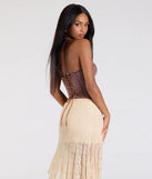 The Vintage Vibes Strapless Lace-Up Denim Corset Top in red brings edge and energy to your vibe, ready to elevate any festival look or concert outfit.