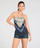 From bold to effortless, the Sun Soaked Cutie Satin Scarf Top lets you define your vibe with navy blue tops that speak your style.