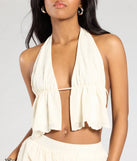 With its midriff cut and trend-forward fit, the Constant Stunner Open Back Halter Crop Top is a beige crop top made to pair with skirts, denim, or whatever vibe you're feeling this season.