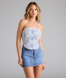 Pick The Flowers Lace Trim Floral Corset Top