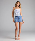 Pick The Flowers Lace Trim Floral Corset Top
