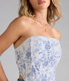 Pick The Flowers Lace Trim Floral Corset Top