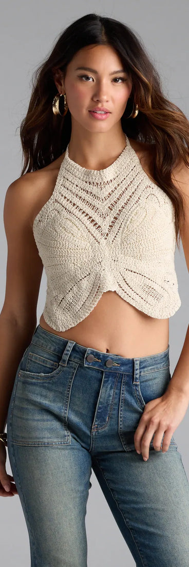 From bold to effortless, the Fly With Me Butterfly Crochet Crop Top lets you define your vibe with natural tops that speak your style.