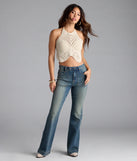 The Fly With Me Butterfly Crochet Crop Top in natural brings edge and energy to your vibe, ready to elevate any festival look or concert outfit.