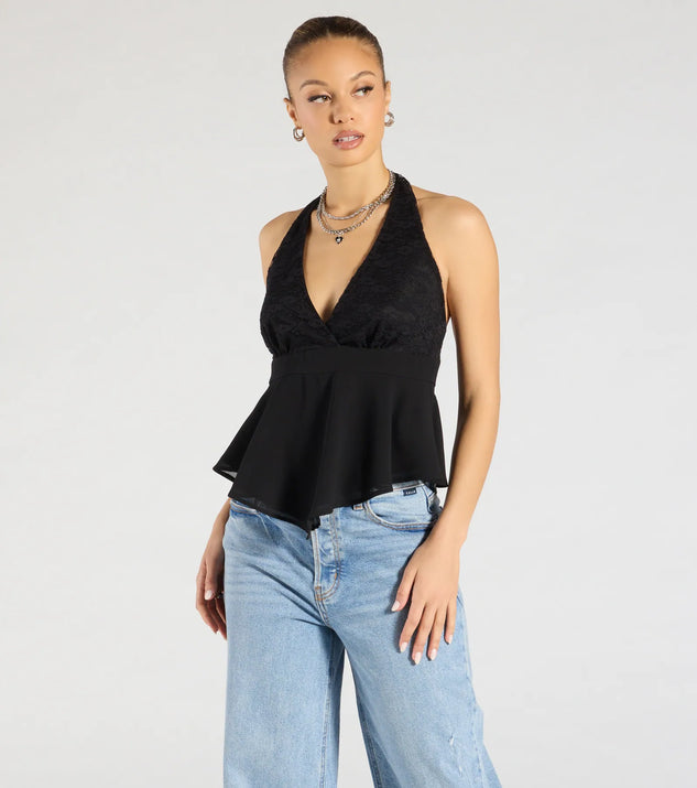 From bold to effortless, the Chic Flowy Lace Chiffon Halter Top lets you define your vibe with black tops that speak your style.