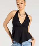 From bold to effortless, the Chic Flowy Lace Chiffon Halter Top lets you define your vibe with black tops that speak your style.