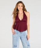 From bold to effortless, the Chic Flowy Lace Chiffon Halter Top lets you define your vibe with burgundy tops that speak your style.
