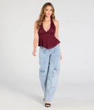 From bold to effortless, the Chic Flowy Lace Chiffon Halter Top lets you define your vibe with burgundy tops that speak your style.