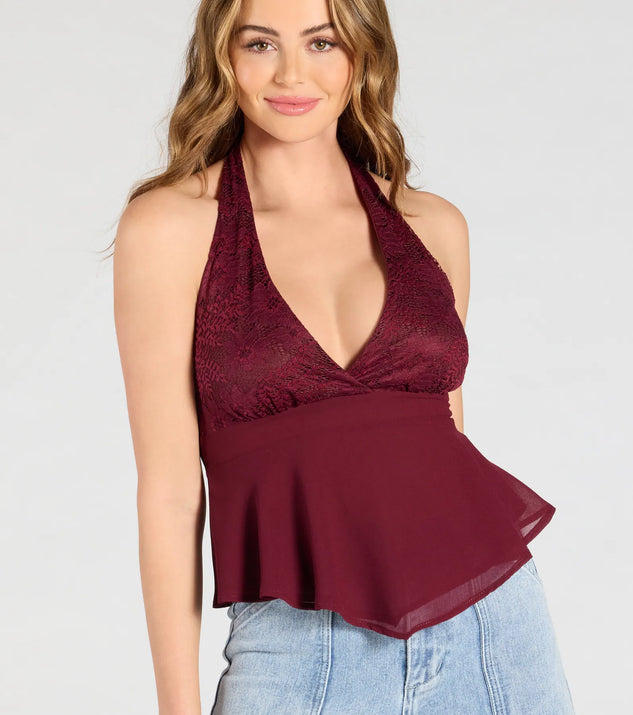 Chic Flowy Lace Chiffon Halter Top | Windsor Chic Flowy Lace Chiffon Halter Top | Windsor