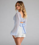 With its midriff cut and trend-forward fit, the Favorite Babe Tie-Back Polka Dot Crop Top is a light blue crop top made to pair with skirts, denim, or whatever vibe you're feeling this season.
