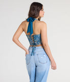 From bold to effortless, the Day By Day Halter Lace-Up Tapestry Corset Top lets you define your vibe with teal tops that speak your style.