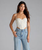 From bold to effortless, the Picturesque Cutie Lace-Up Floral Bustier lets you define your vibe with light blue tops that speak your style.