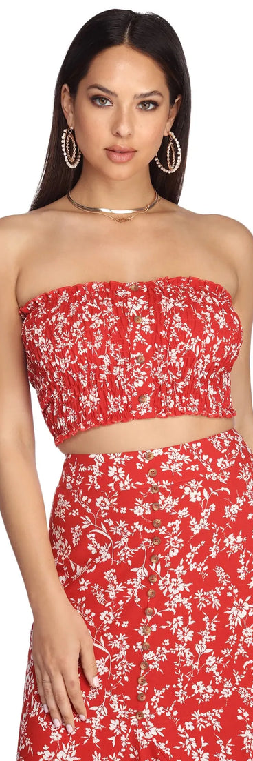On Vacay Floral Smocked Tube Top
