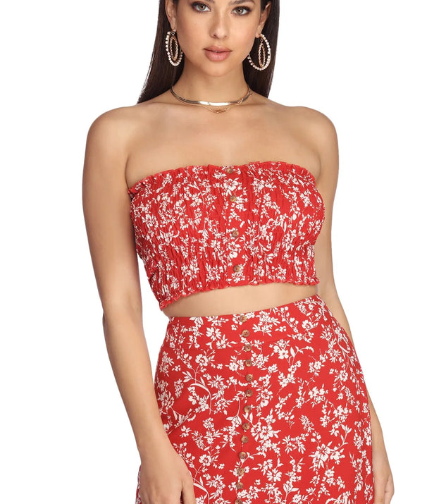 On Vacay Floral Smocked Tube Top