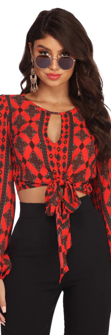 Boho Tie Front Crop Top