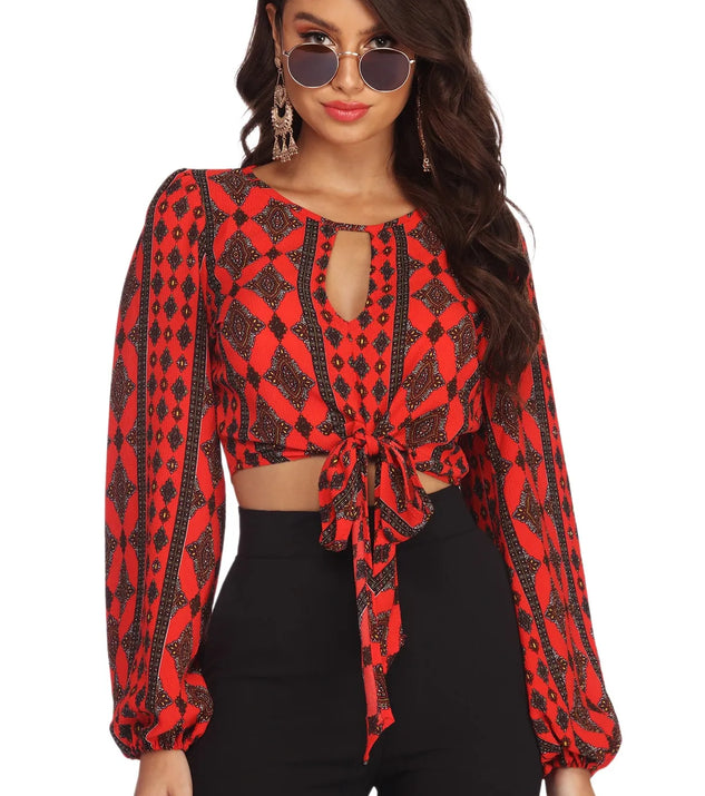 Boho Tie Front Crop Top