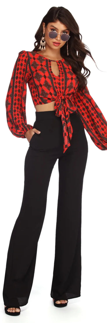 Boho Tie Front Crop Top