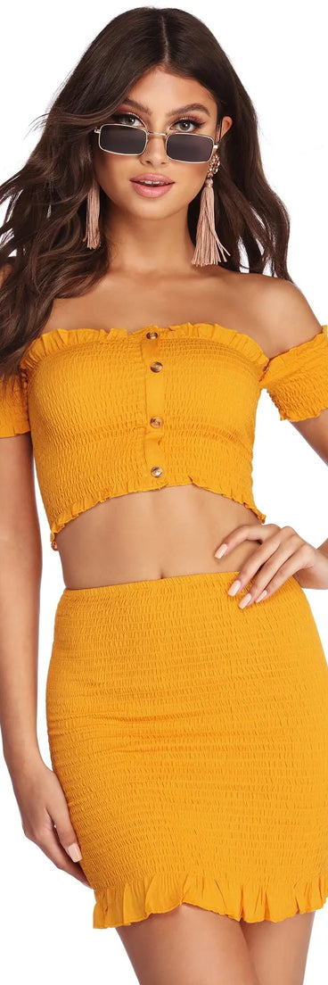 Smocked Ruffle Crop Top