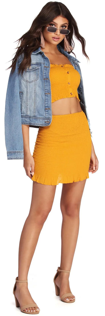 Smocked Ruffle Crop Top