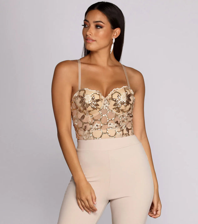 Sweet Sequins Embroidered Bustier